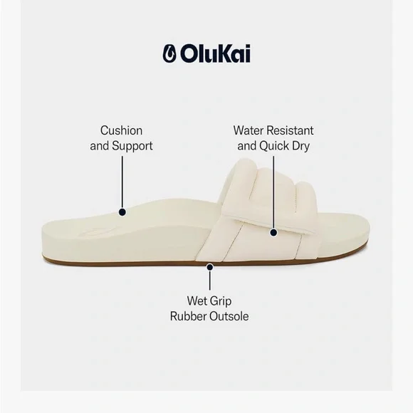 NEW☀️Olukai Sunbeam Slide Beach Sandals- Off White - Size 8 - Picture 5 of 7